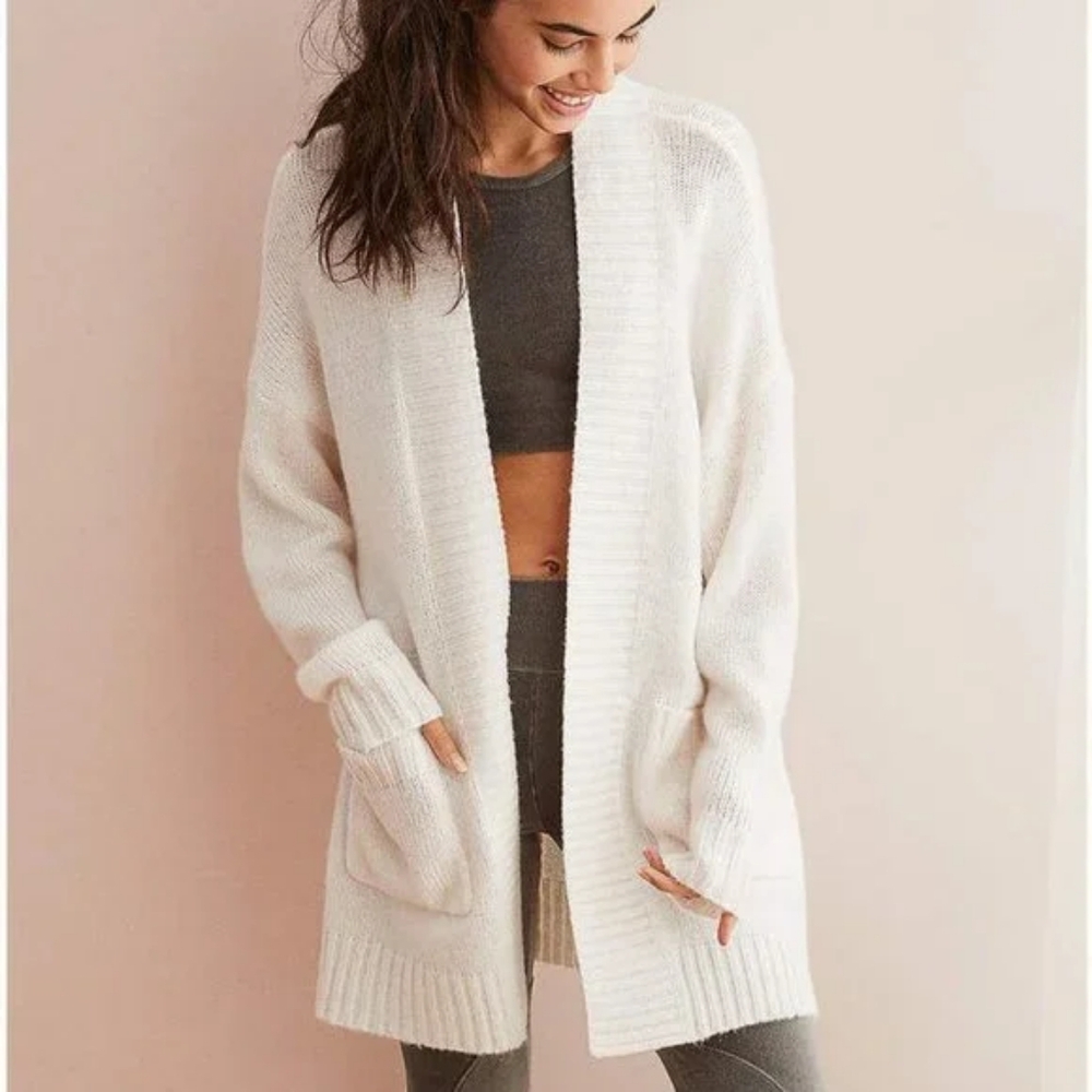 Aerie Frosted Thistle Lavender Purple baggy open cardigan cozy wool blend xs/s
